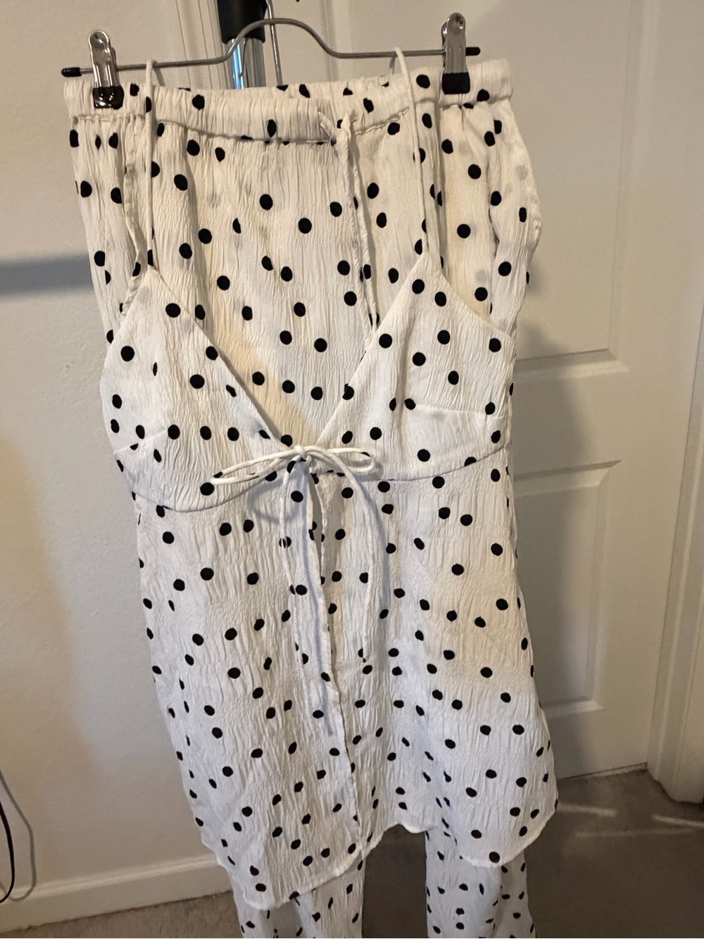 ASOS Design White Polka Dot Set with Tie Waist